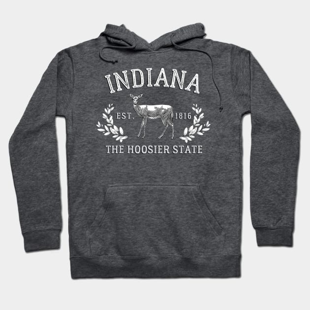 Indiana The Hoosier State Deer Hoodie by Downtown Rose